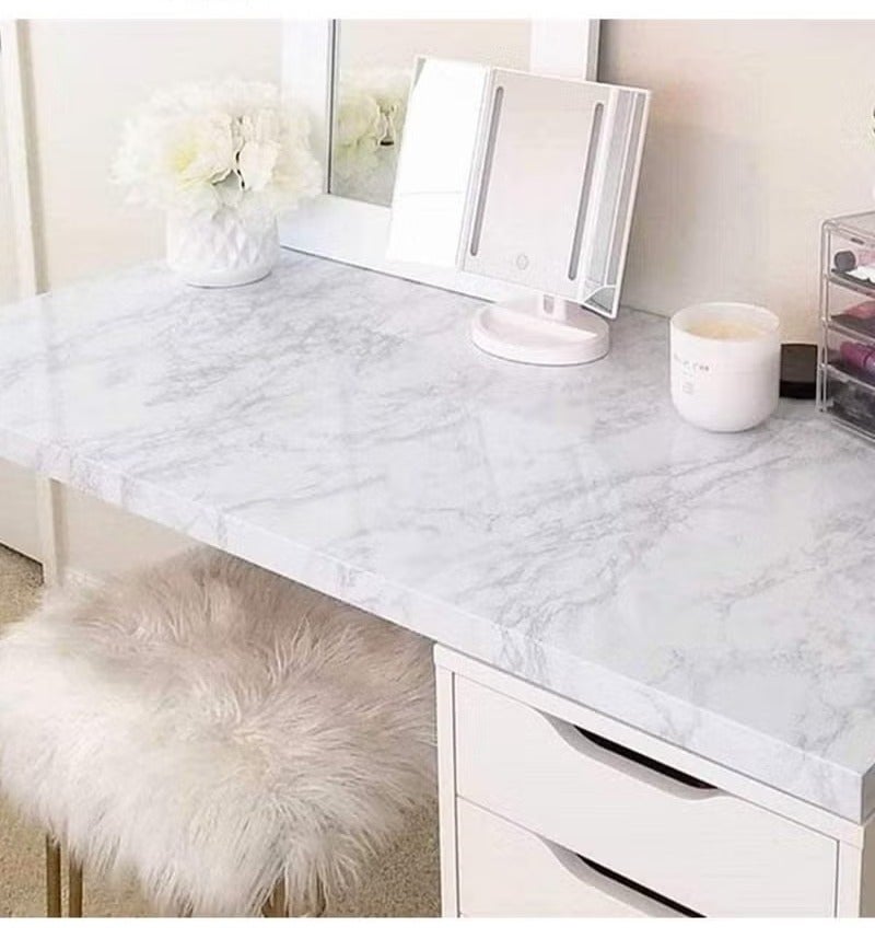 Kitchen Countertop Self-Adhesive Waterproof Wallpaper White/Grey - Image 3